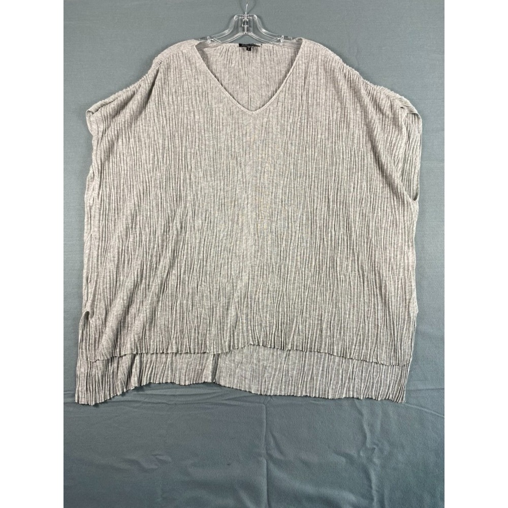 Eileen Fisher Knit Pop Over Blouse Top Sz XL Grey Crinkle Lagenlook Lightweight